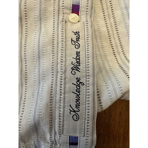 Robert Graham Shirt Men’s XL Striped Embroidered Signature Flip Cuff Long Flaws - Picture 15 of 16